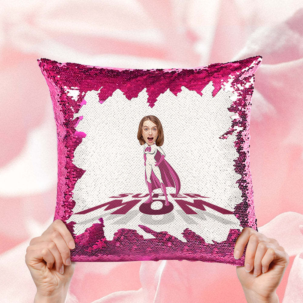 Cuscino Personalizzato Con Paillettes Con Foto Personalizzata Super Mom Face Paillettes Il Miglior Regalo Per La Festa Della Mamma - soufeelit