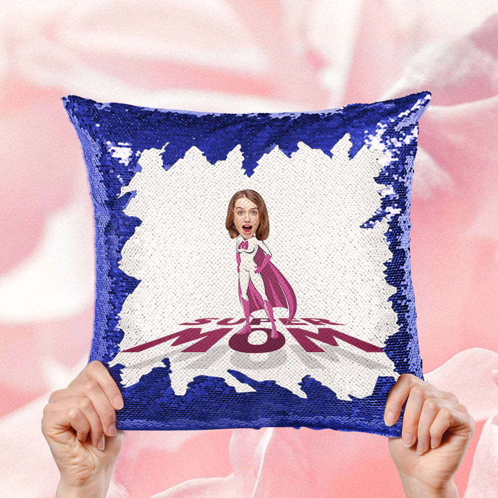 Cuscino Personalizzato Con Paillettes Con Foto Personalizzata Super Mom Face Paillettes Il Miglior Regalo Per La Festa Della Mamma - soufeelit
