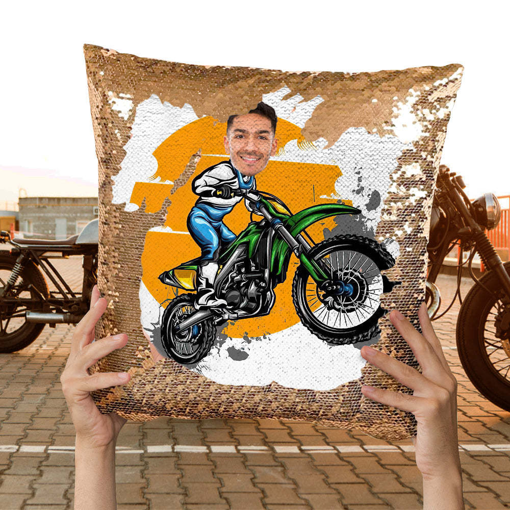 Cuscino Con Paillettes Con Foto Personalizzata Cuscino Con Paillettes Verde Divertente Per Moto Il Miglior Regalo Per Gli Amanti Della Moto - soufeelit