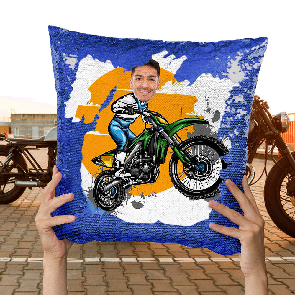 Cuscino Con Paillettes Con Foto Personalizzata Cuscino Con Paillettes Verde Divertente Per Moto Il Miglior Regalo Per Gli Amanti Della Moto - soufeelit