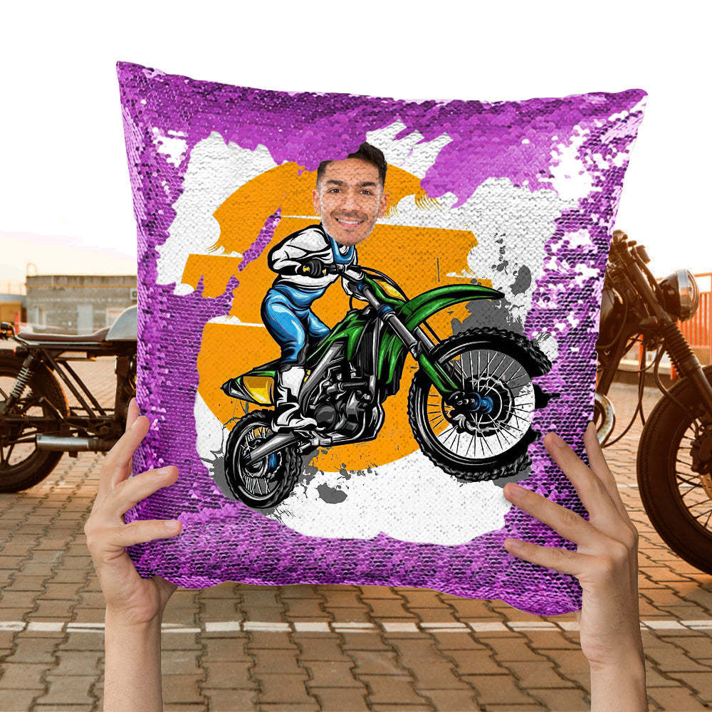 Cuscino Con Paillettes Con Foto Personalizzata Cuscino Con Paillettes Verde Divertente Per Moto Il Miglior Regalo Per Gli Amanti Della Moto - soufeelit