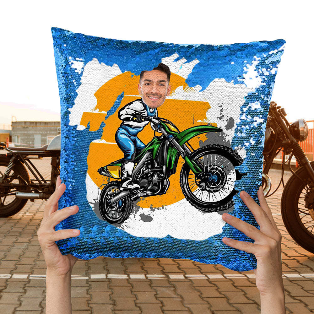 Cuscino Con Paillettes Con Foto Personalizzata Cuscino Con Paillettes Verde Divertente Per Moto Il Miglior Regalo Per Gli Amanti Della Moto - soufeelit