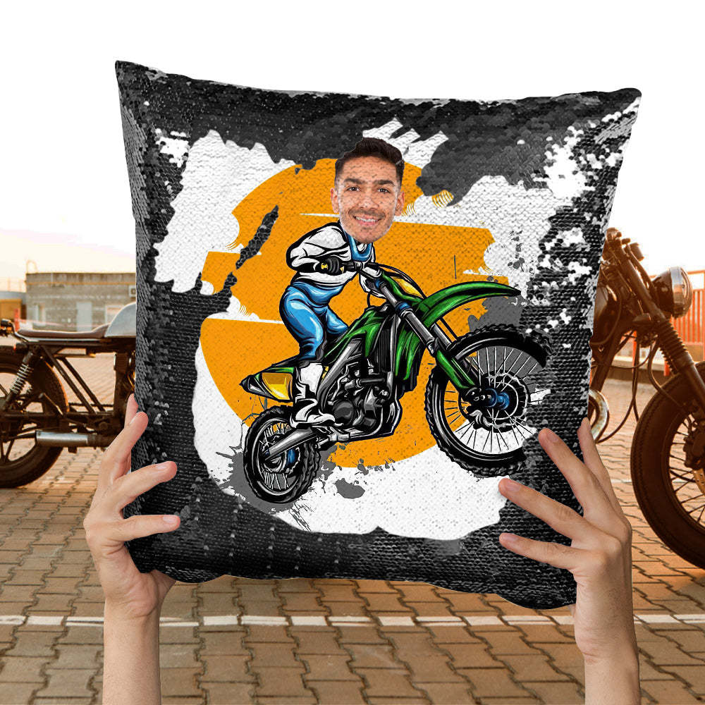 Cuscino Con Paillettes Con Foto Personalizzata Cuscino Con Paillettes Verde Divertente Per Moto Il Miglior Regalo Per Gli Amanti Della Moto - soufeelit