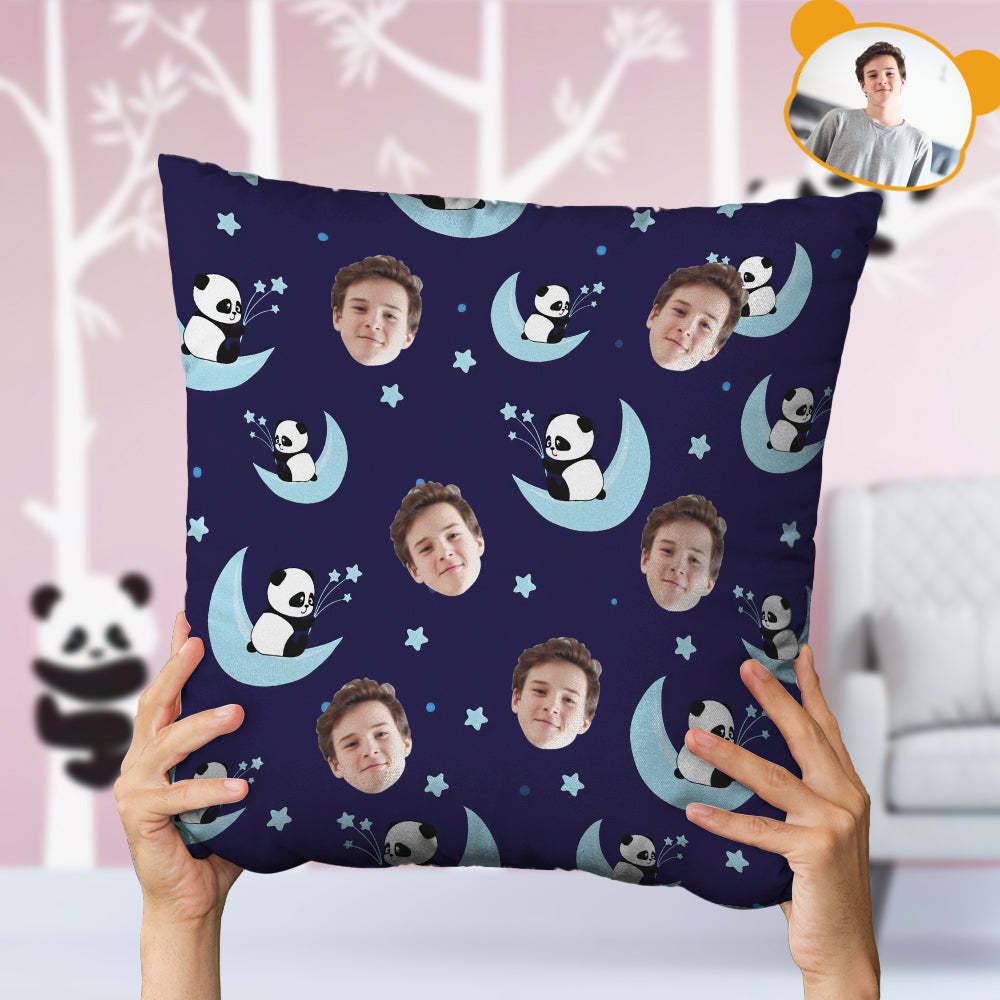 Cuscino Viso Personalizzato Cuscino Personalizzato Panda Bear Bamboo Moon And Star Panda Pillow - soufeelit