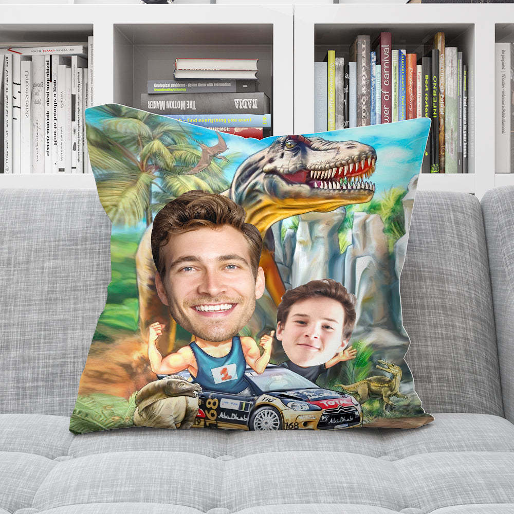 Miglior Regalo Per La Festa Del Papà Cuscino Con Dinosauro Viso Personalizzato Per Papà - soufeelit