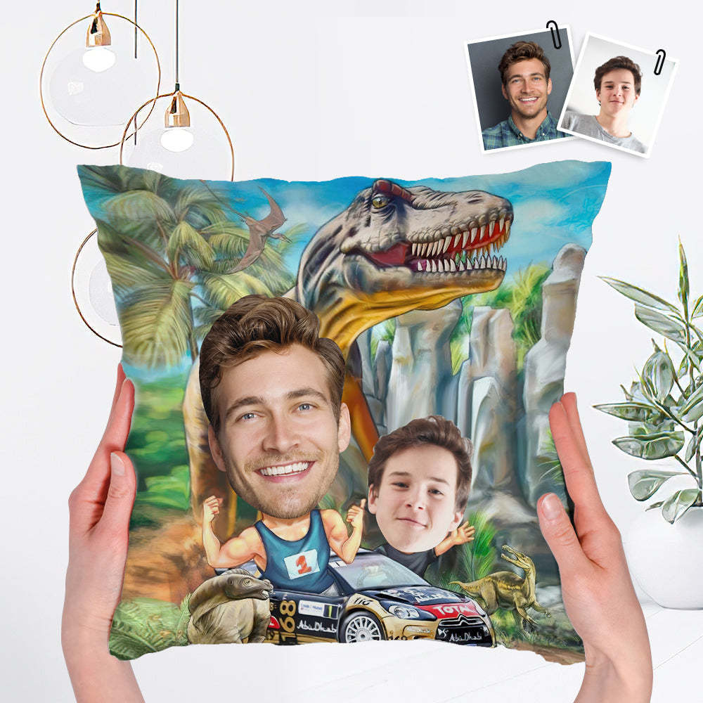 Miglior Regalo Per La Festa Del Papà Cuscino Con Dinosauro Viso Personalizzato Per Papà - soufeelit