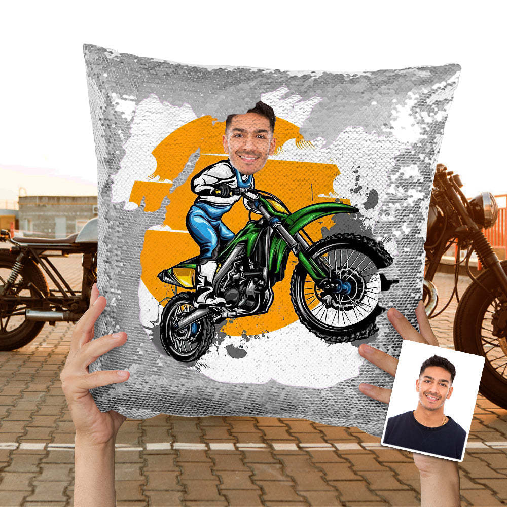 Cuscino Con Paillettes Con Foto Personalizzata Cuscino Con Paillettes Verde Divertente Per Moto Il Miglior Regalo Per Gli Amanti Della Moto - soufeelit