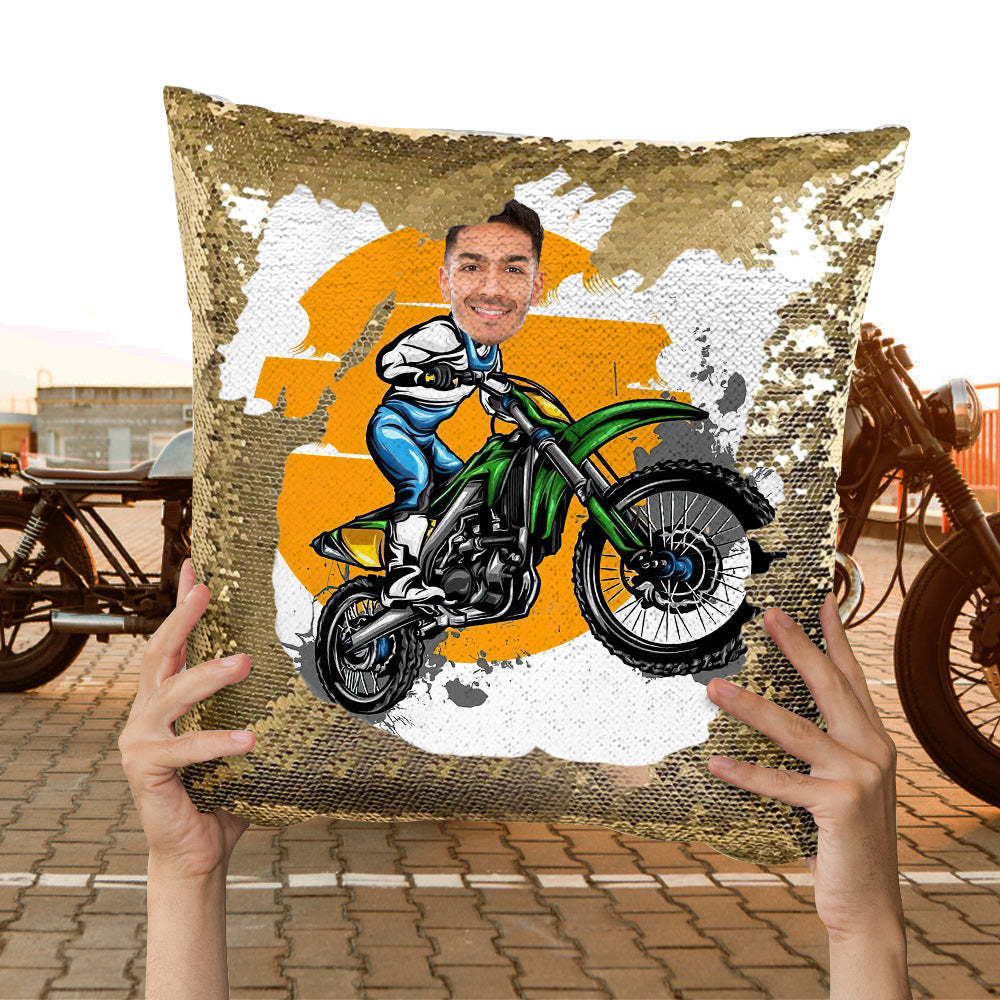 Cuscino Con Paillettes Con Foto Personalizzata Cuscino Con Paillettes Verde Divertente Per Moto Il Miglior Regalo Per Gli Amanti Della Moto - soufeelit