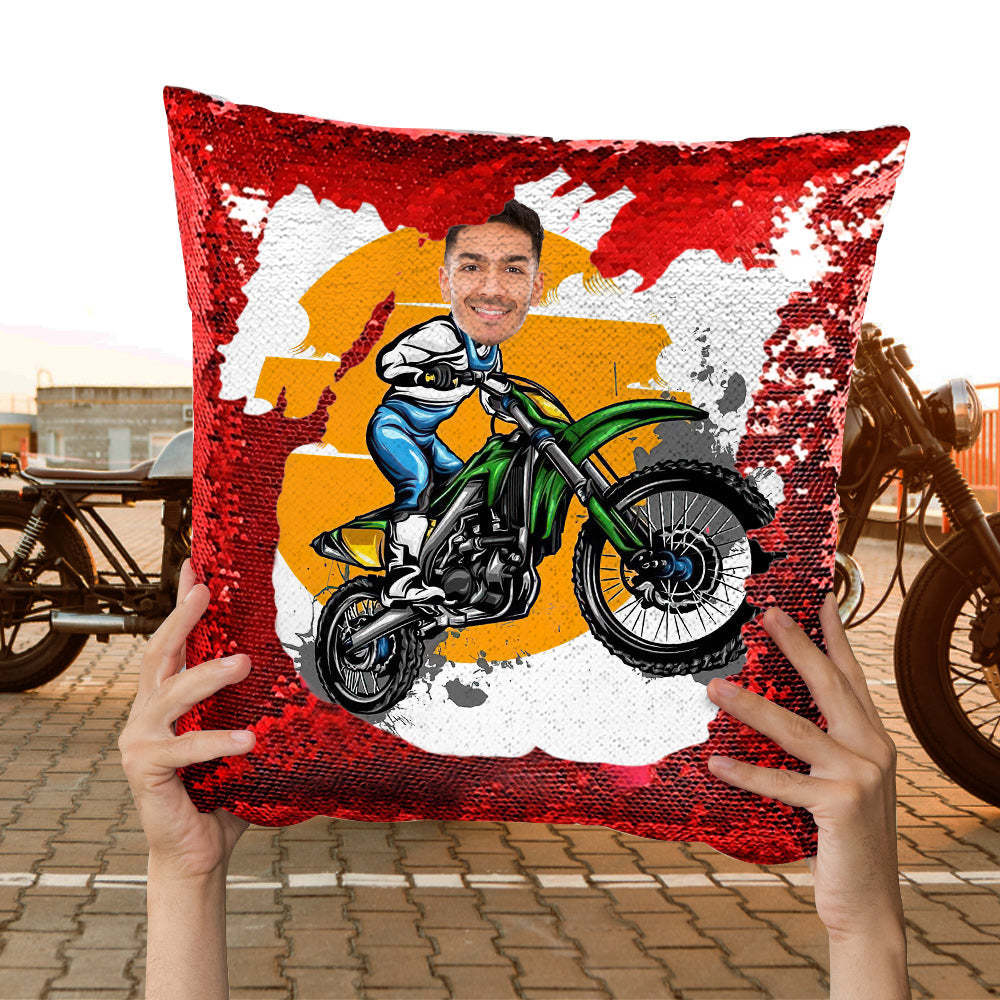 Cuscino Con Paillettes Con Foto Personalizzata Cuscino Con Paillettes Verde Divertente Per Moto Il Miglior Regalo Per Gli Amanti Della Moto - soufeelit