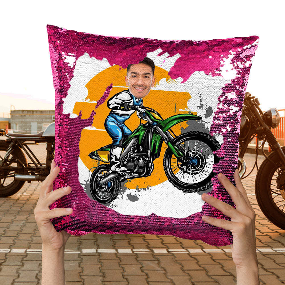Cuscino Con Paillettes Con Foto Personalizzata Cuscino Con Paillettes Verde Divertente Per Moto Il Miglior Regalo Per Gli Amanti Della Moto - soufeelit