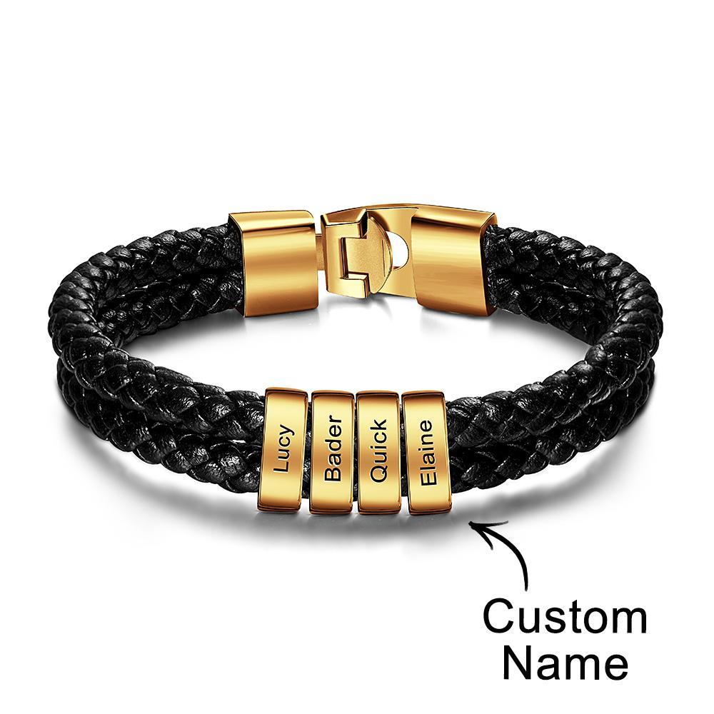 Bracciale Con Nome Personalizzato In Pelle Intrecciata Regali Personalizzati Per Uomo - soufeelit