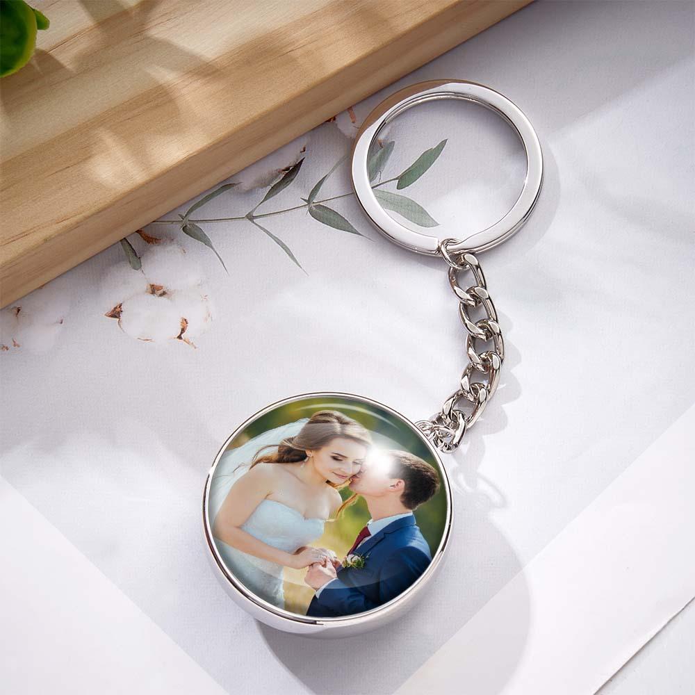 Portachiavi Con Foto Personalizzata Doppio Lato Cabochon In Vetro Regali Per La Famiglia - soufeelit