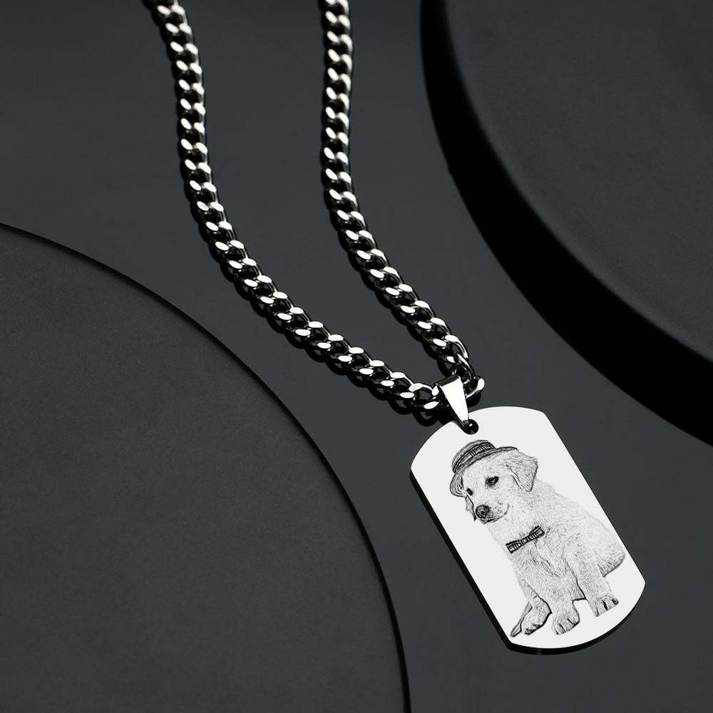 Collana Da Uomo Collana Con Incisione Collana Personalizzata Con Foto Regali Per Gli Amanti Degli Animali - soufeelit