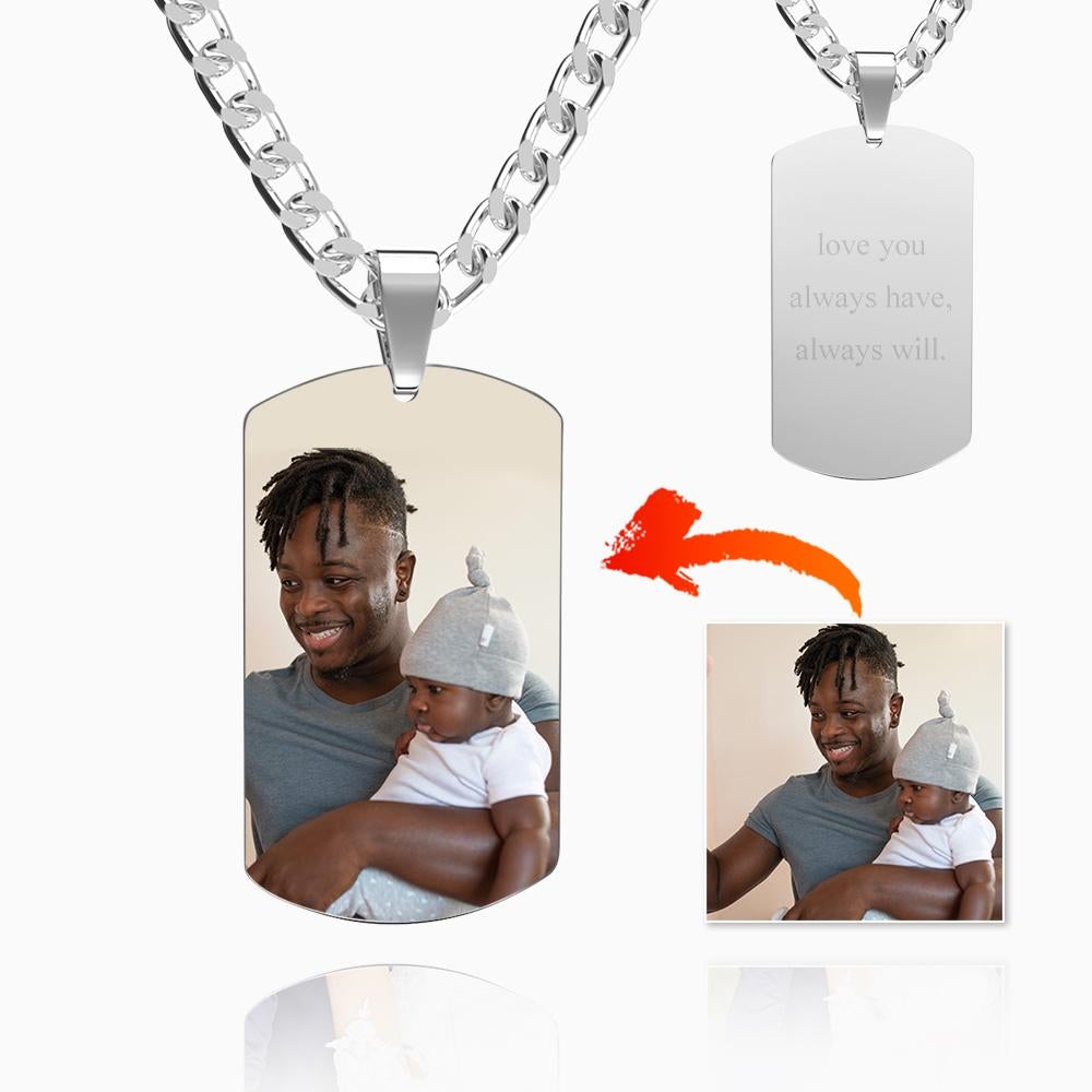 Colar De Marca De Foto Masculina Com Gravura Em Aço Inoxidável Para Presentes De Dia Dos Namorados