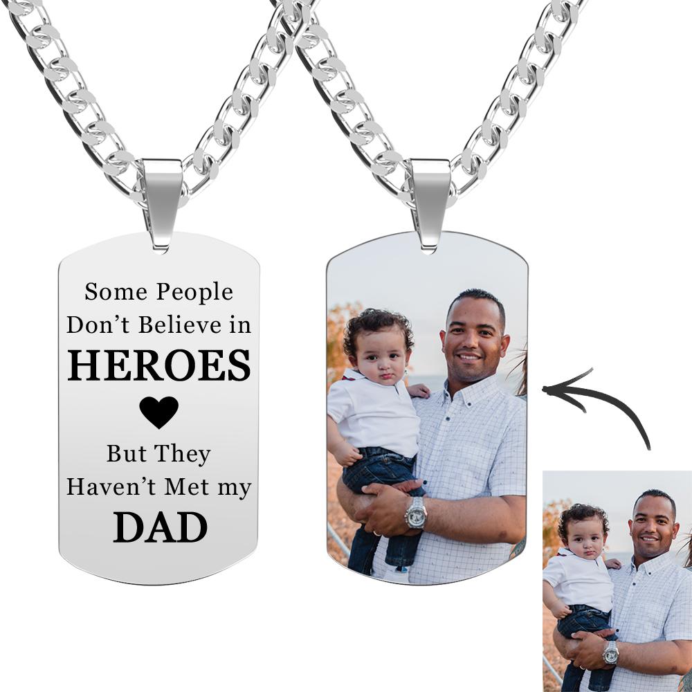 Collana Personalizzata Con Foto Incisa Regalo In Acciaio Inossidabile Per Papà