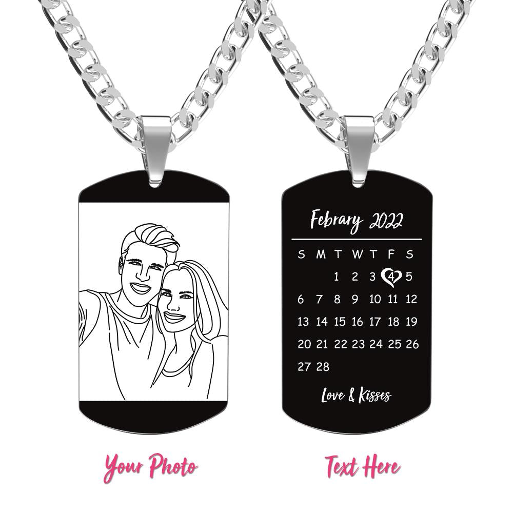 Collana Personalizzata Con Foto Artistica Con Parole Foto E Data Regalo Perfetto Per Coppia In Occasione Dell'anniversario - soufeelit