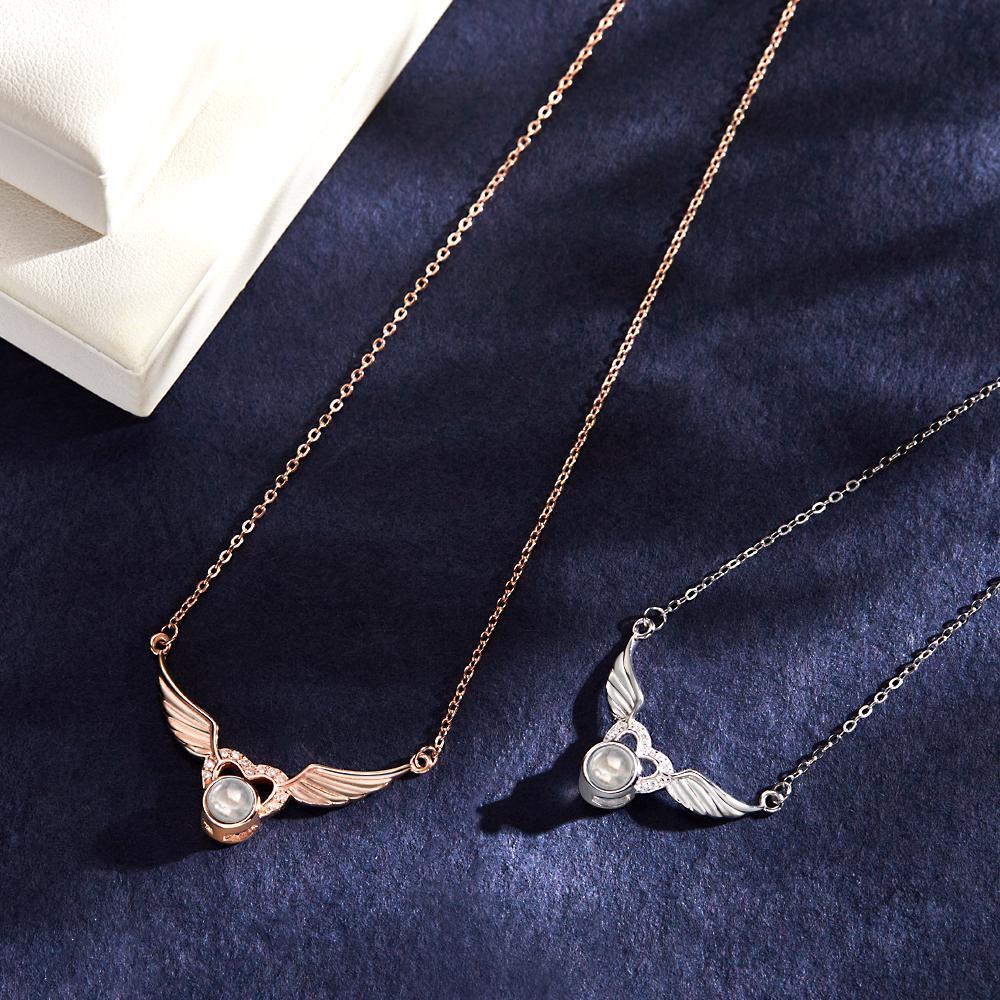 Collana Con Proiezione Di Foto Personalizzata Collana Con Ciondolo Con Ali A Forma Di Cuore Regalo Creativo - soufeelit