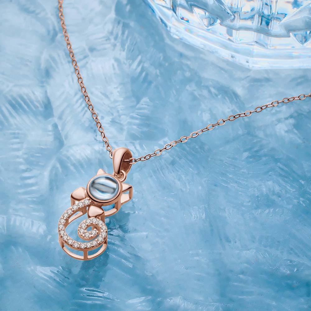 Proiezione Collana Foto Gatto, Collana Fidanzata Personalizzata, Proiezione Foto Clavicola - soufeelit