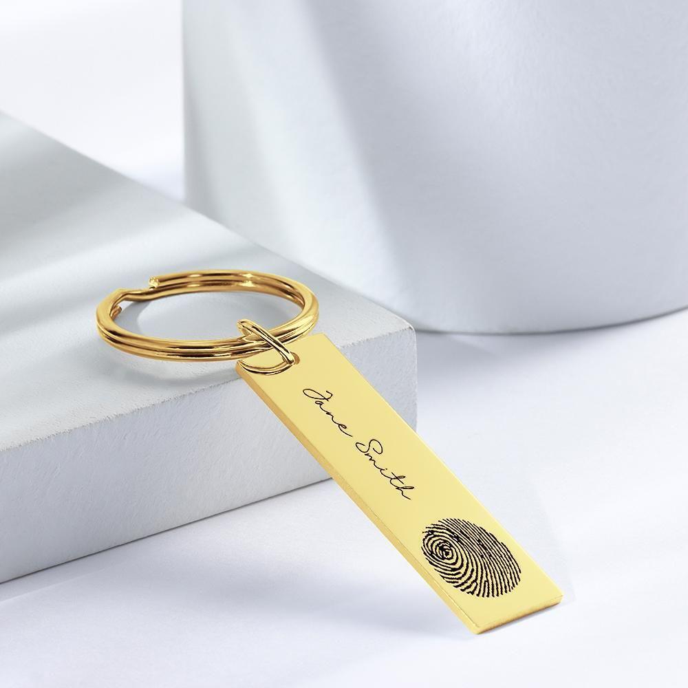 Portachiavi Con Incisione Personalizzata Portachiavi Con Incisione Con Impronta Digitale Placcato In Oro 14k