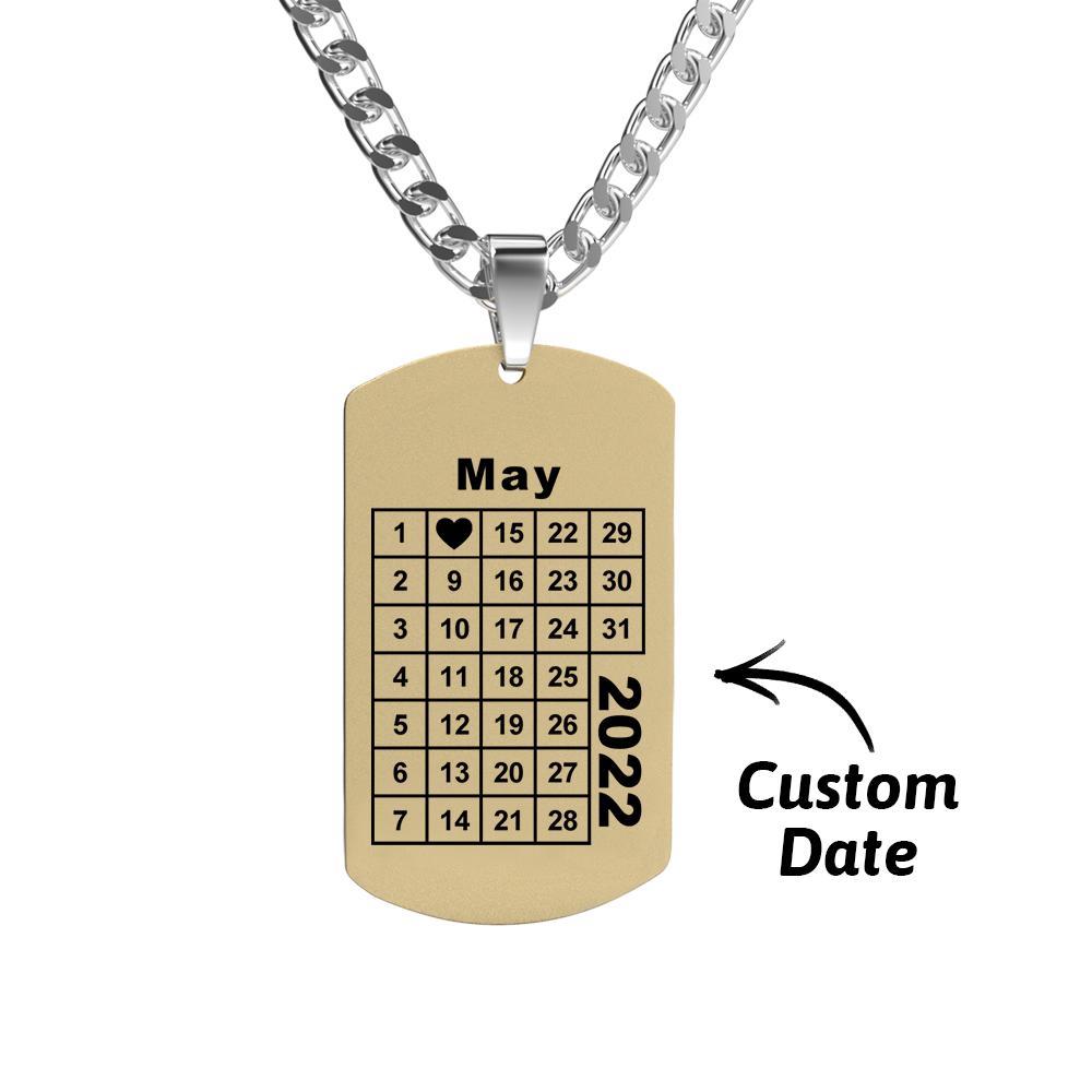 Collana Con Calendario Collana Con Incisione Collana Regalo Per Anniversario Personalizzata Per Uomo - soufeelit