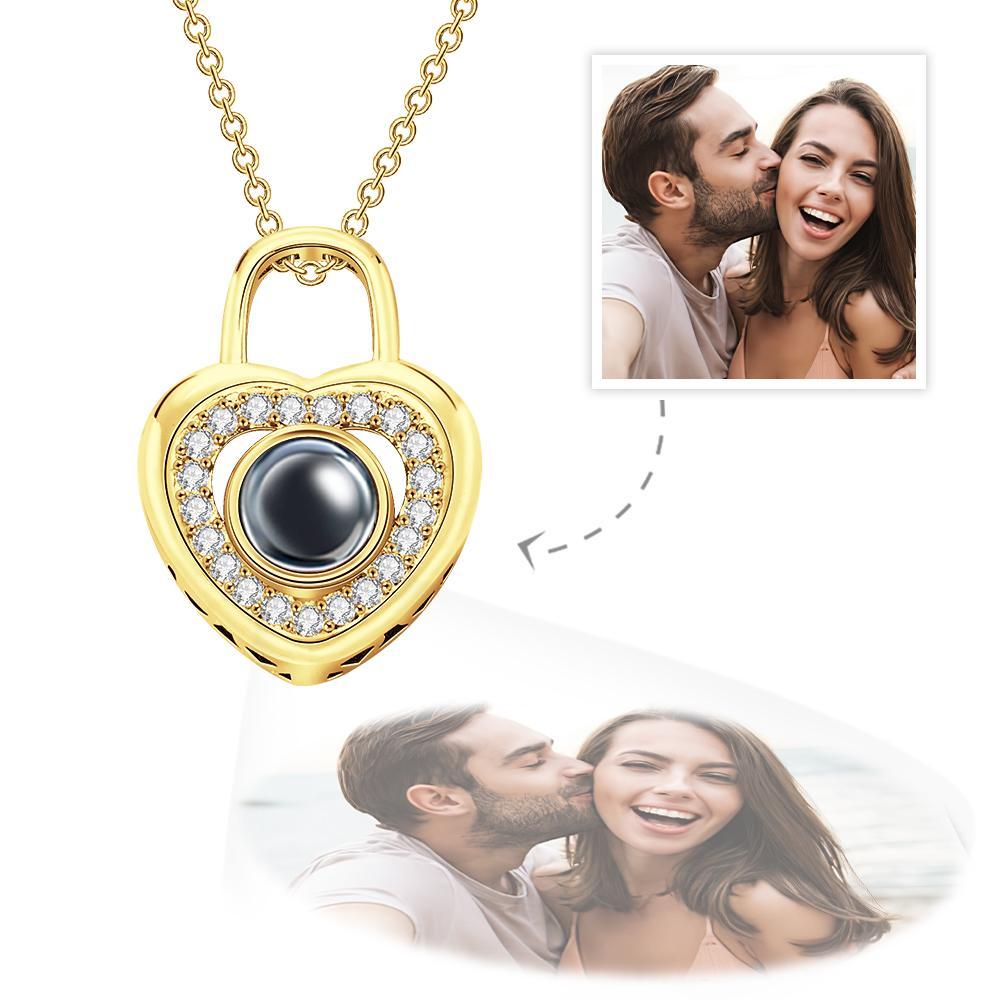 Collana Con Proiezione Di Foto Personalizzata Ciondolo A Forma Di Lucchetto A Cuore D'amore Regalo Di San Valentino - soufeelit