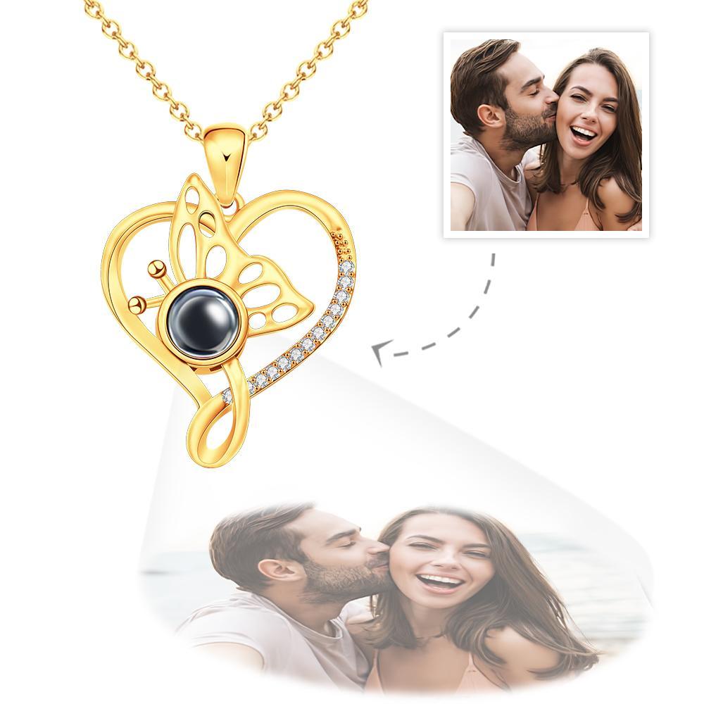 Collana Di Proiezione Di Foto Personalizzata Collana Di Proiezione Di Cuore Di Farfalla Regalo Creativo - soufeelit