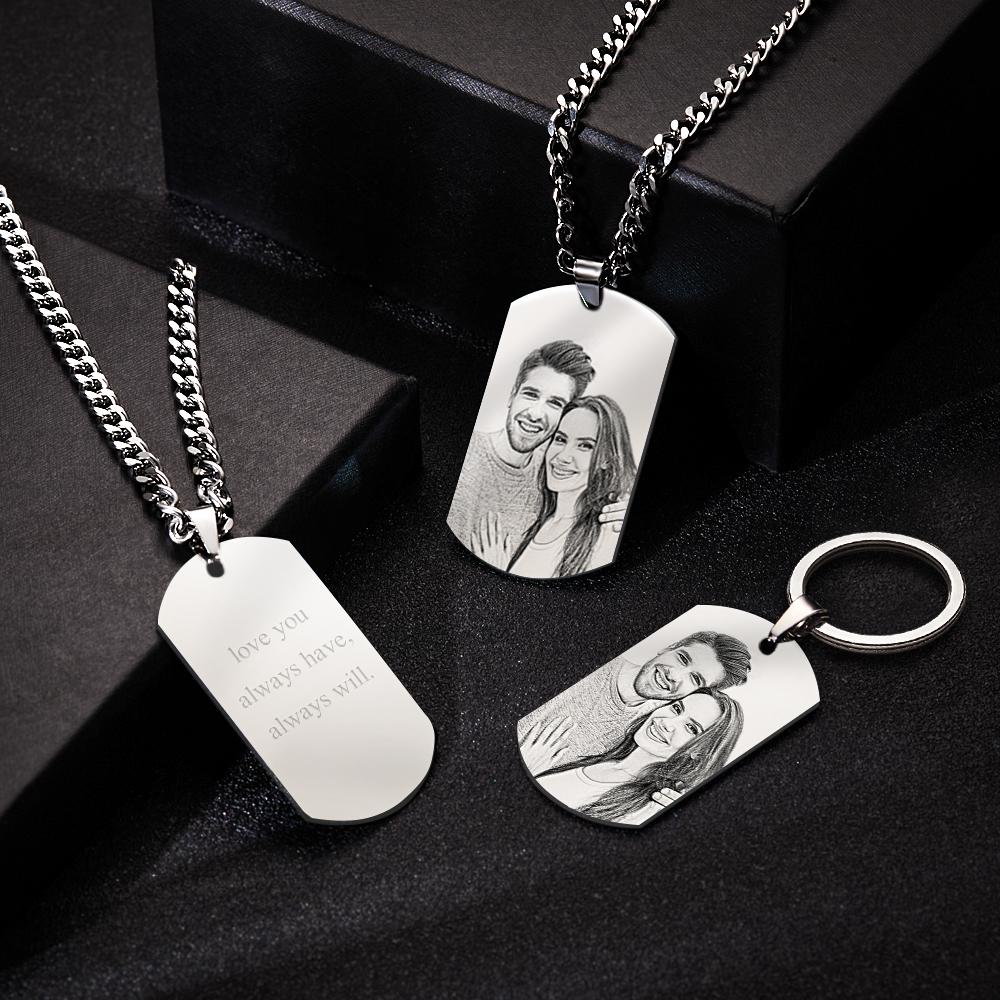 Portachiavi con collana con foto personalizzata Set Medagliette per cani con foto Set Regali per papà