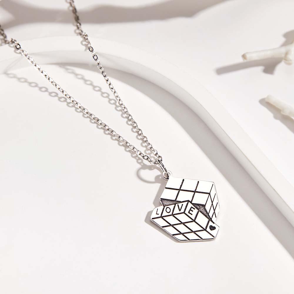 Collana Con Ciondolo Personalizzata Collana Con Ciondolo Cubo D'amore Personalizzabile Regali Di Alta Gioielleria - soufeelit