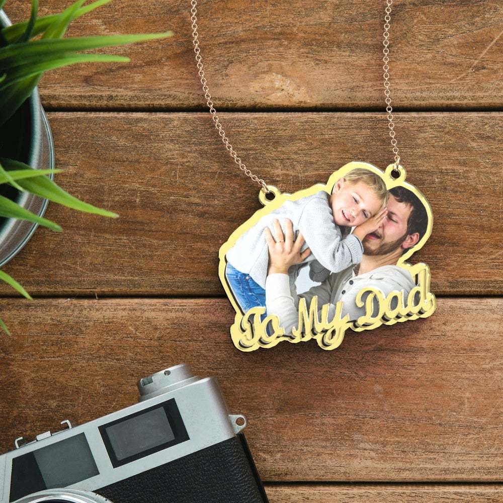 Collana In Oro Con Foto Personalizzata Squisita Collana Personalizzata Per La Festa Del Papà Regalo Per Papà - soufeelit