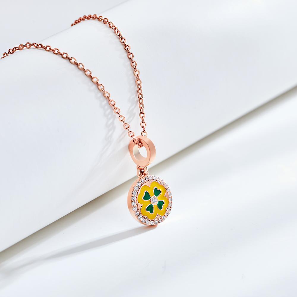 Collana Con Foto Personalizzata Collana Con Ciondolo Trifoglio A Quattro Foglie Regalo Per Donna - soufeelit