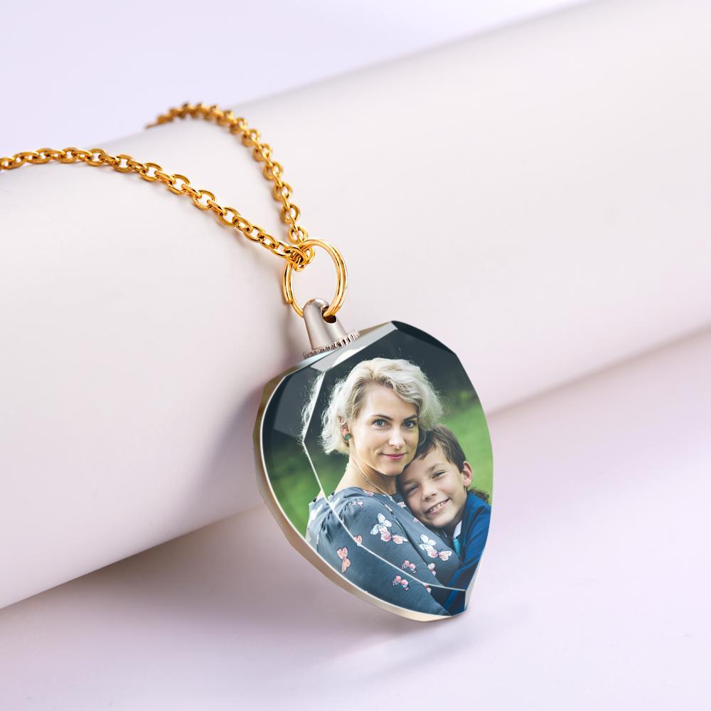 Foto Personalizzata Collana Di Cristallo A Forma Di Cuore Ciondolo Personalizzato Regali Per La Festa Della Mamma - soufeelit