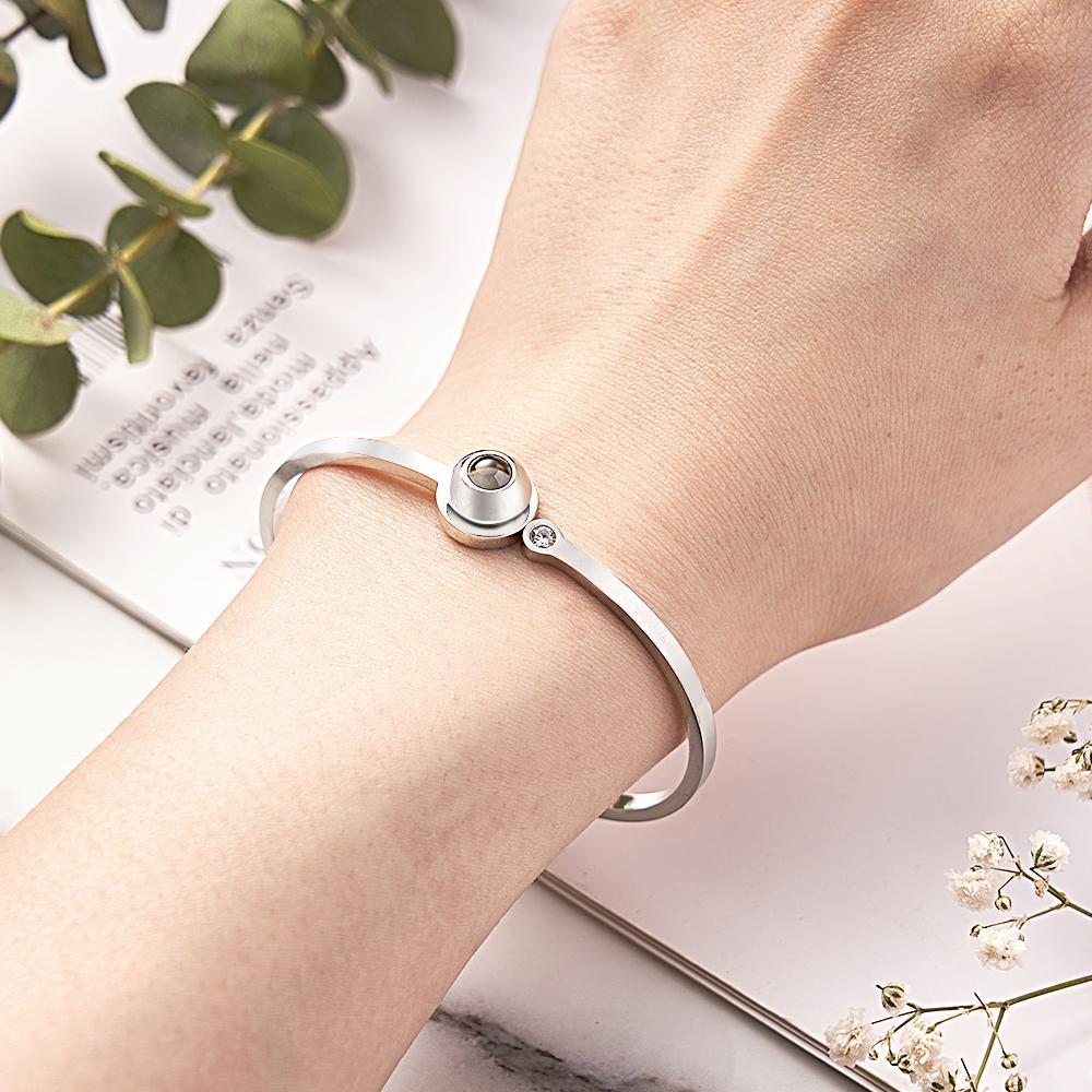 Braccialetto Personalizzato Con Strass Bianchi Per Proiezione Di Foto Regali Personalizzati Per Braccialetti Regolabili Per Lei - soufeelit