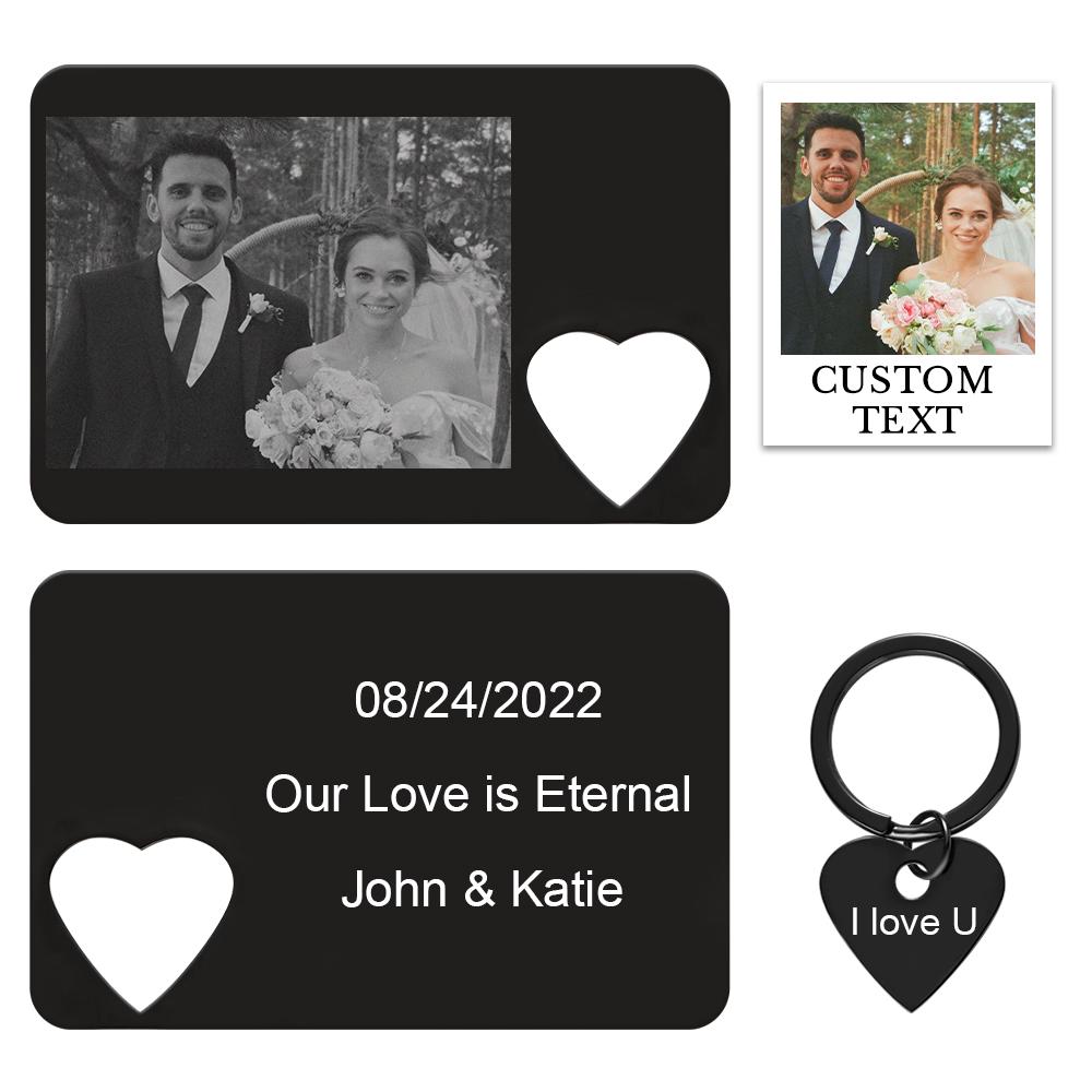Portachiavi Con Portafogli Personalizzati Con Foto Incisa Set Regali Per Coppie Creative - soufeelit