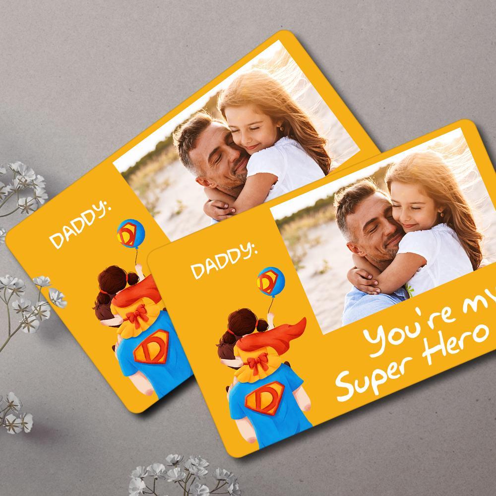 Portafoglio Fotografico Personalizzato Inserisci Carta Super Hero Dad Card - soufeelit