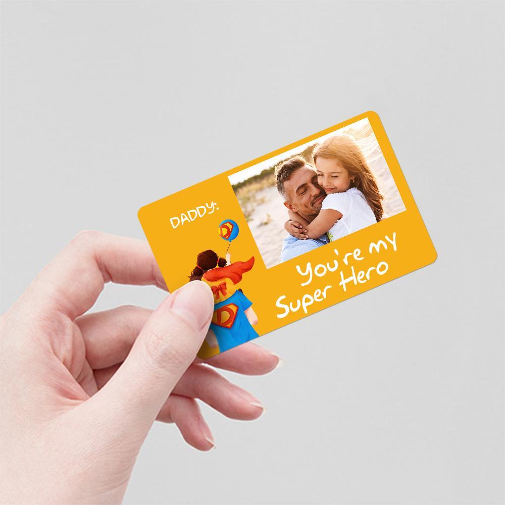 Portafoglio Fotografico Personalizzato Inserisci Carta Super Hero Dad Card - soufeelit