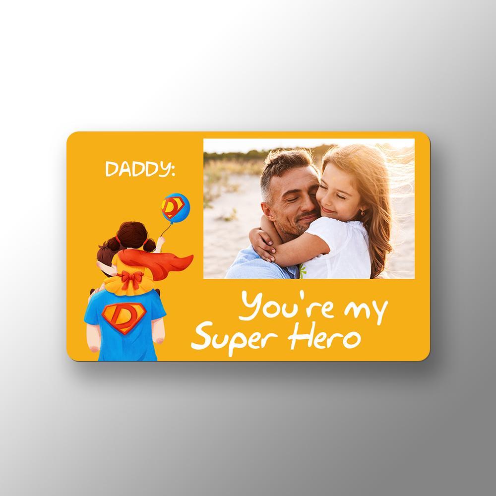Portafoglio Fotografico Personalizzato Inserisci Carta Super Hero Dad Card - soufeelit