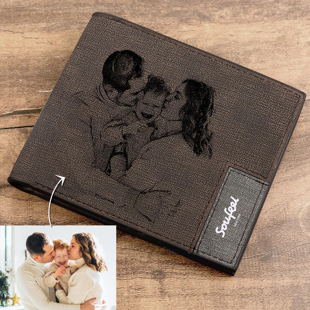 Portafoglio da uomo, Portafoglio personalizzato, Portafoglio per foto con incisione Regalo per uomo