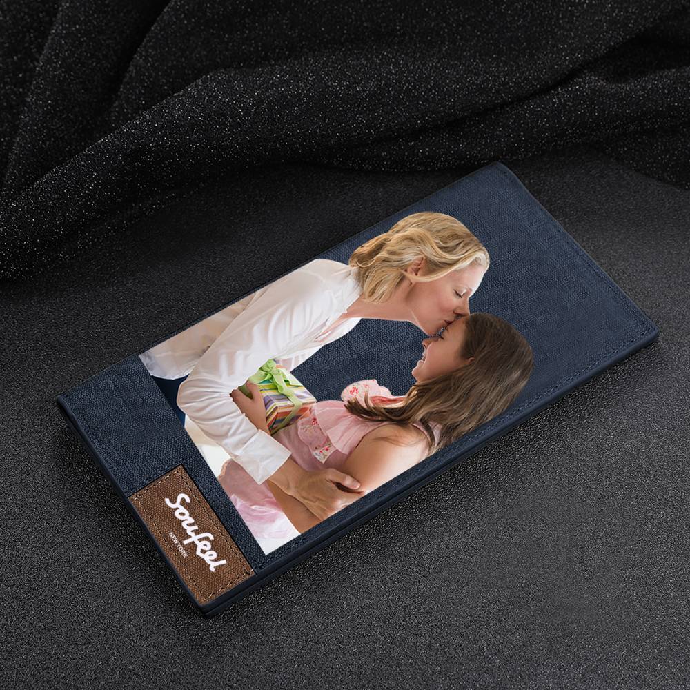 Engravable Portafogli Uomo Stile Bifold Per Uomo - Blu In Pelle&Personalizzare Un Portafoglio