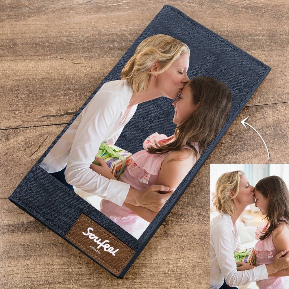 Engravable Portafogli Uomo Stile Bifold Per Uomo - Blu In Pelle&Personalizzare Un Portafoglio