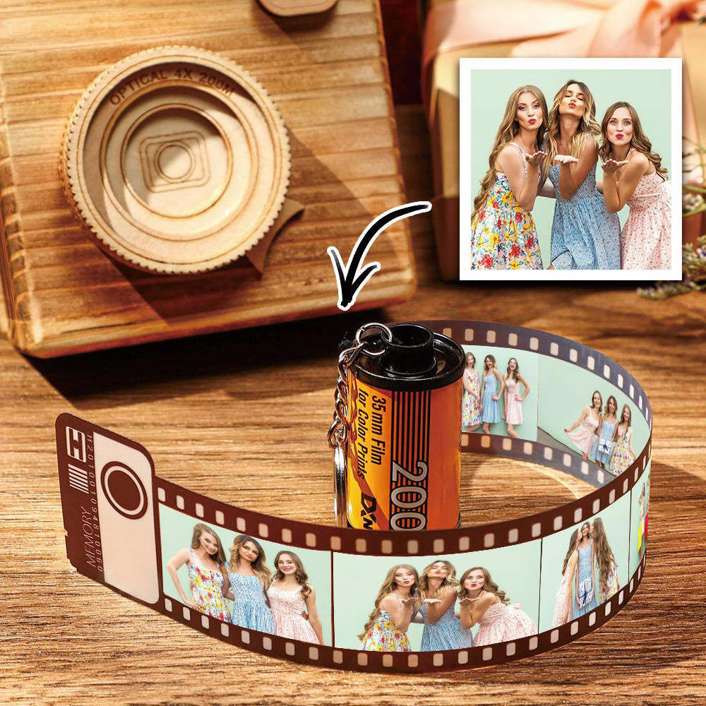 Portachiavi con rotolo di pellicola fotografica personalizzata da 5 foto con immagini Regali fotografici personalizzati per un amico