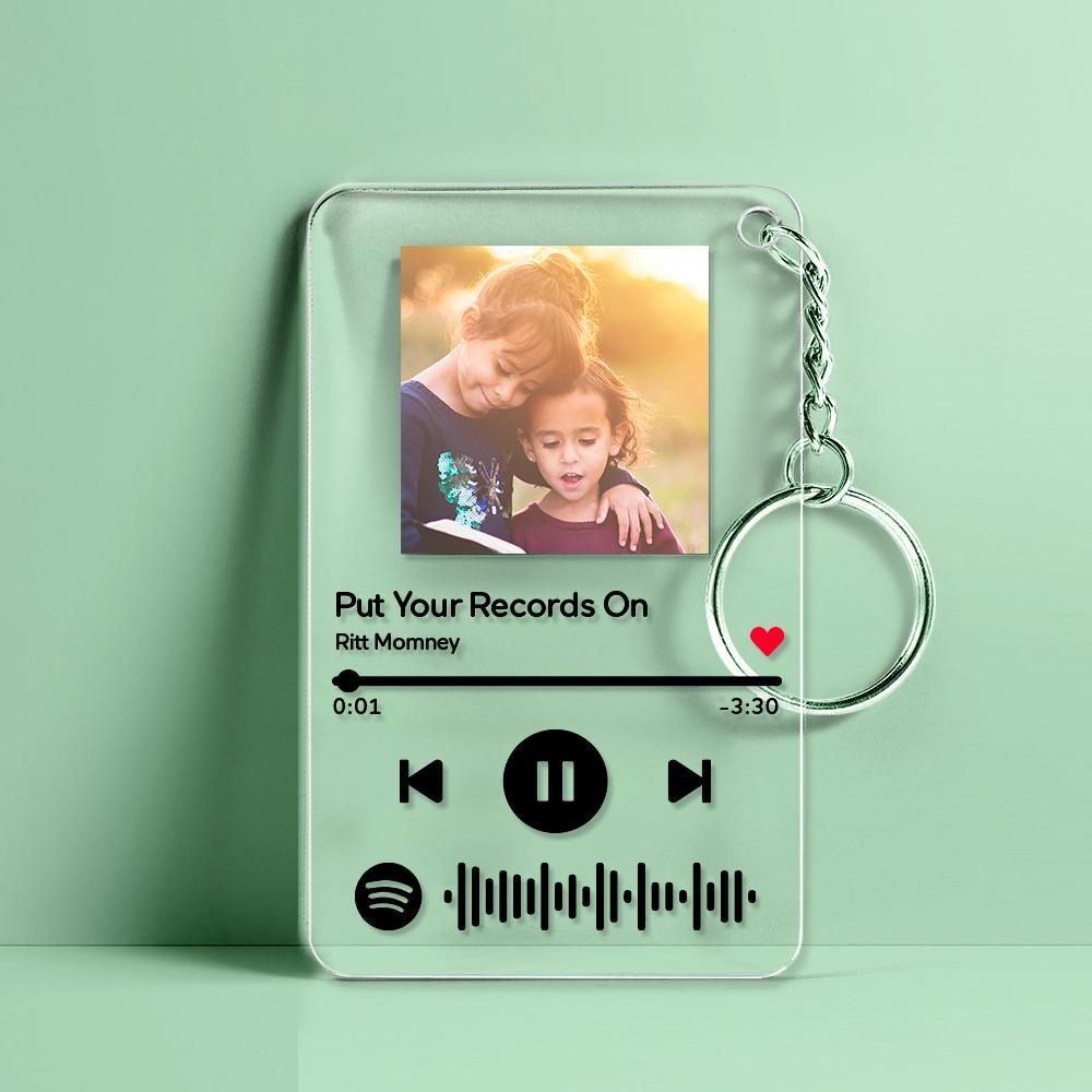 Portachiavi Con Placca Con Codice Spotify Scansionabile Souvenir Con Musica E Foto In Acrilico Per Bambini