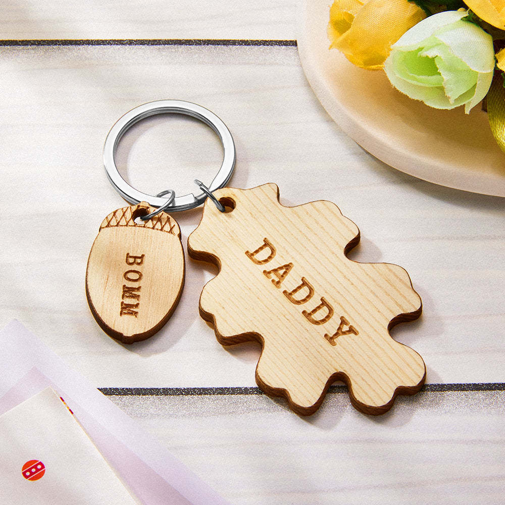 Portachiavi In legno Con Incisione Personalizzata Regali Creativi Per Portachiavi Con Ghianda E Quercia Per Lui - soufeelit