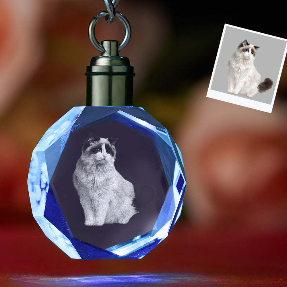 Portachiavi In ​​cristallo Con Foto Personalizzata Portachiavi In ​​cristallo Con Portachiavi Per Animali Domestici A Forma Di Ottagono - soufeelit