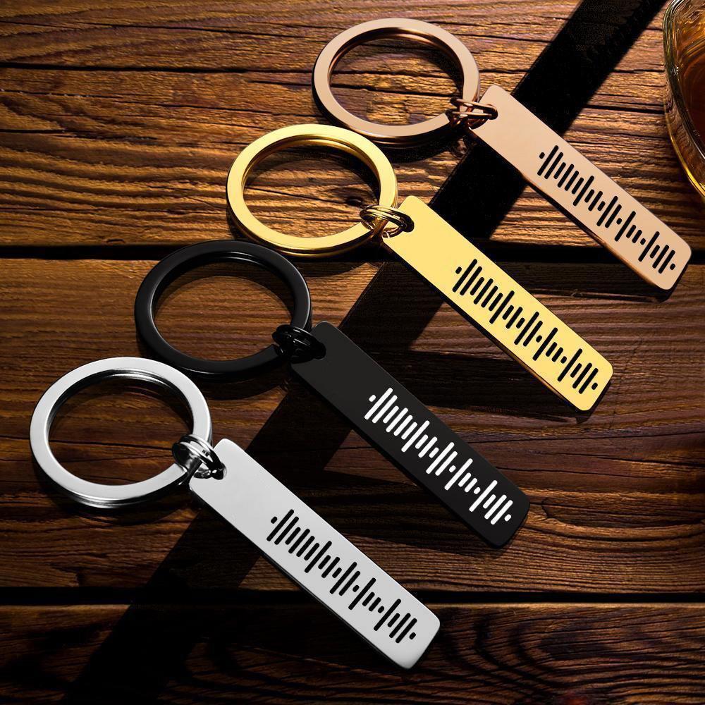 Custom Scannable Spotify Code Keychain, Engraved Custom Music, Song Keychain Gifts for Him Golden Color - soufeelus