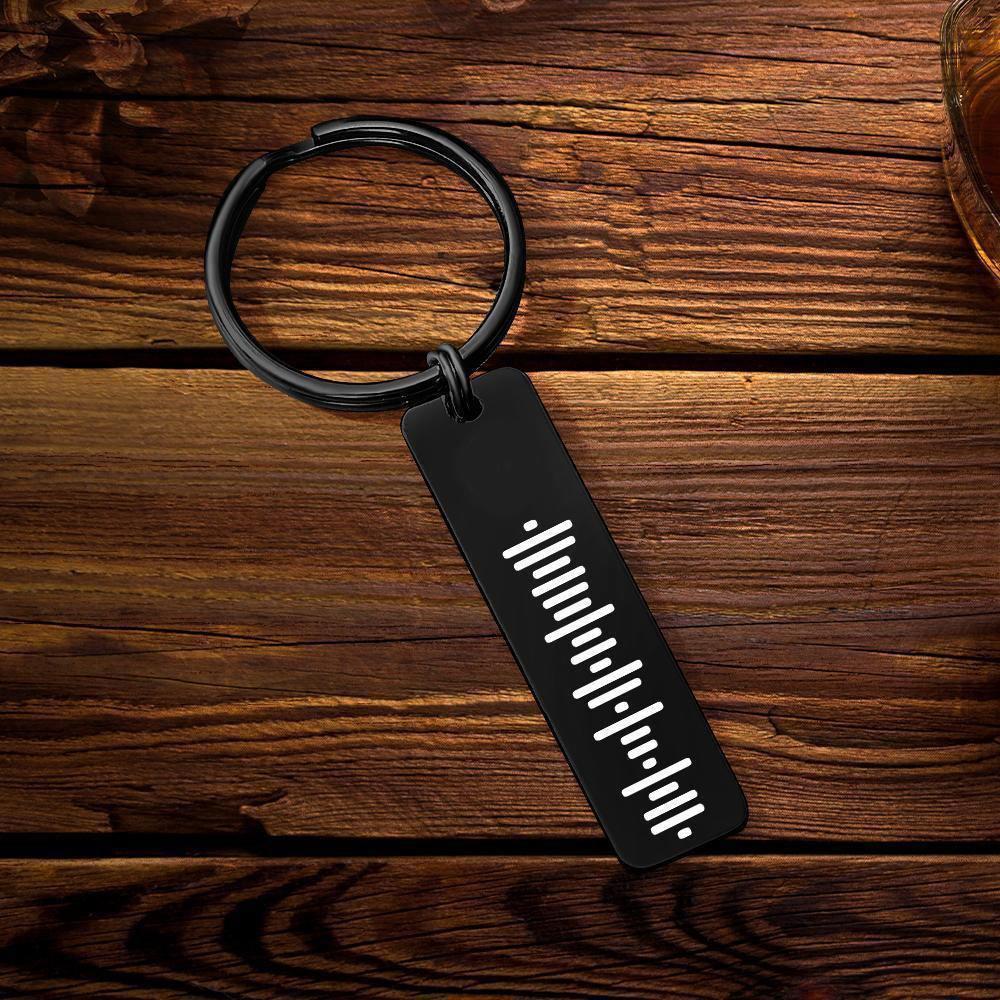 Scannable Spotify Code Keychain, Custom Music Song Keychains Black - soufeelus