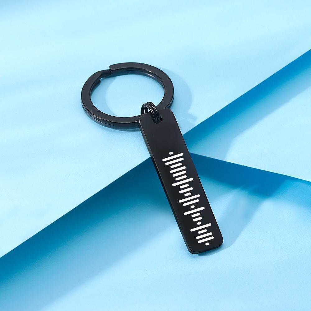 Scannable Spotify Code Keychain, Custom Music Song Keychains Black - soufeelus