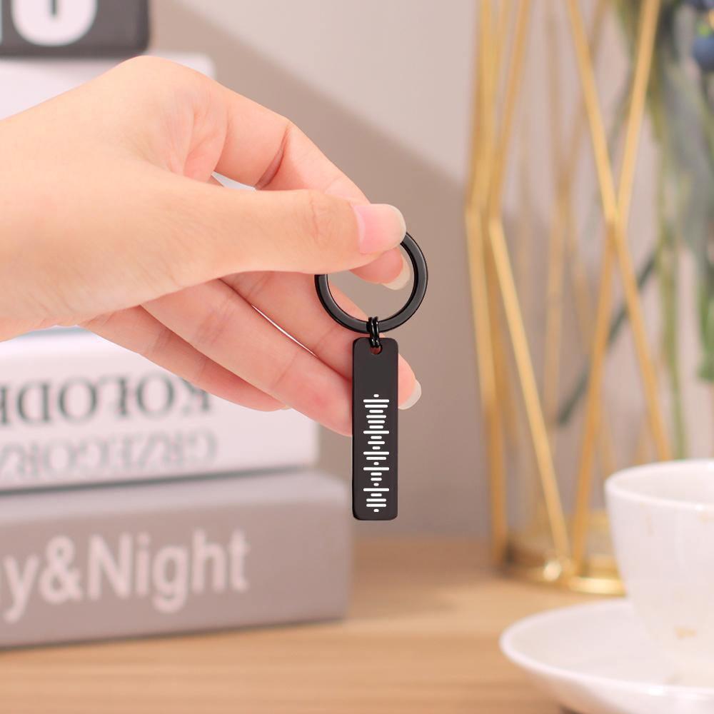 Custom Scannable Spotify Code Keychain, Engraved Custom Music, Song Keychain Gifts for Him Golden Color - soufeelus