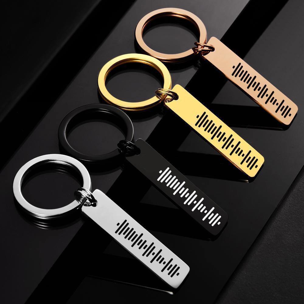 Custom Scannable Spotify Code Keychain, Engraved Custom Music, Song Keychain Gifts for Him Golden Color - soufeelus