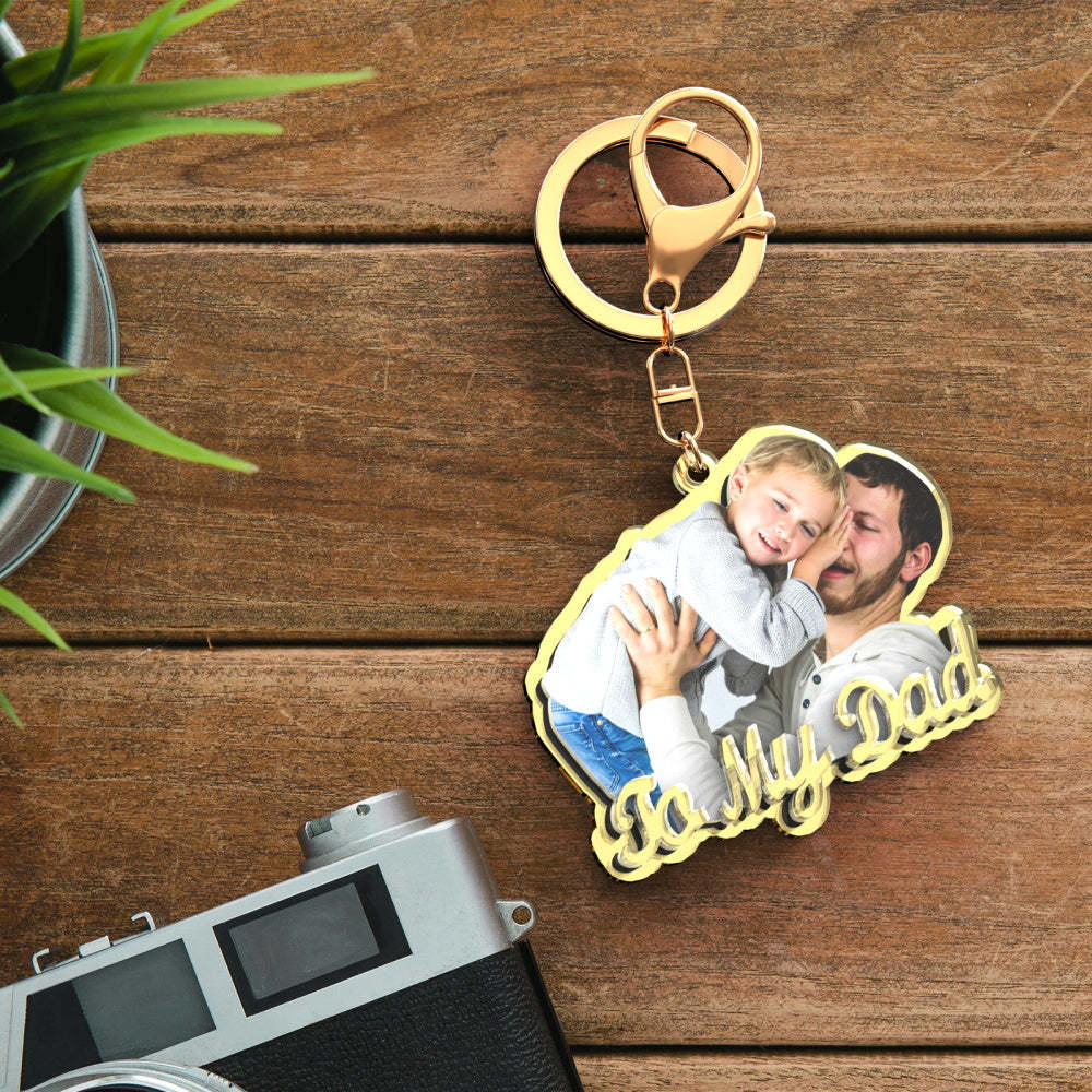 Portachiavi in oro con foto personalizzata Squisito portachiavi personalizzato per la festa del papà regalo per papà -