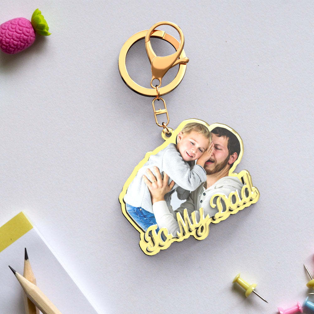 Portachiavi in oro con foto personalizzata Squisito portachiavi personalizzato per la festa del papà regalo per papà -